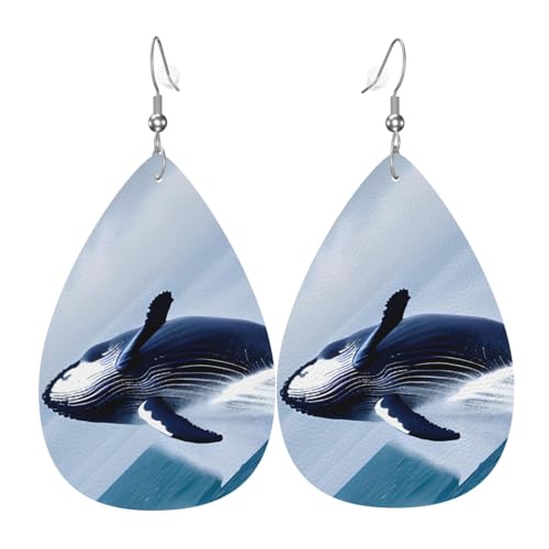 Leder-Tropfen-Ohrringe für Damen, Wale auf See, leichte Hängeohrringe, Modeschmuck, Geschenk Leder-Tropfen-Ohrringe für Damen, Wale auf See, leichte Hängeohrringe, Modeschmuck, Geschenk von LiuMng