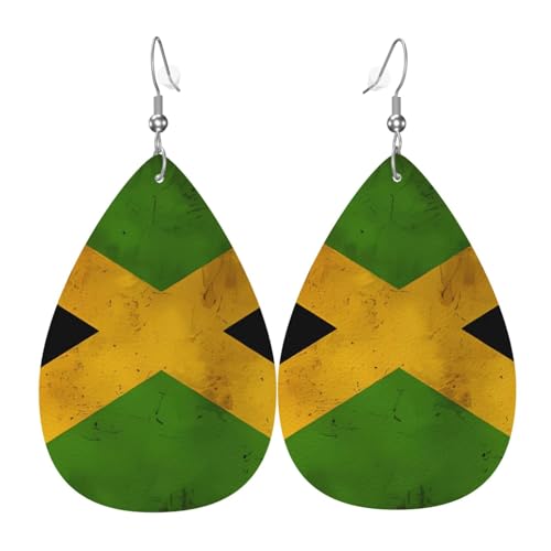 Leder-Tropfen-Ohrringe für Damen, alte jamaikanische Flagge, leicht, hängende Ohrringe, Modeschmuck, Geschenk Leder-Tropfen-Ohrringe für Damen, alte jamaikanische Flagge, leicht, hängende Ohrringe, Modeschmuck, Geschenk von LiuMng