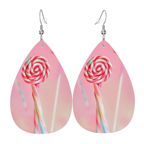 Leder-Tropfen-Ohrringe für Damen, bunter Lutscher-Druck, leicht, Modeschmuck, Geschenk Leder-Tropfen-Ohrringe für Damen, bunter Lutscher-Druck, leicht, Modeschmuck, Geschenk von LiuMng