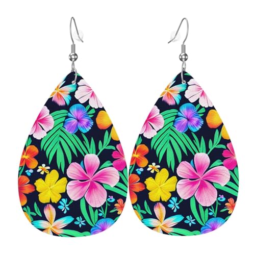 Leder-Tropfen-Ohrringe für Damen, buntes Blumendruck, leicht, Modeschmuck, Geschenk Leder-Tropfen-Ohrringe für Damen, buntes Blumendruck, leicht, Modeschmuck, Geschenk von LiuMng