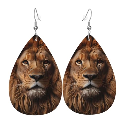 Leder-Tropfen-Ohrringe für Damen, der Löwenblick-Druck, leichte Hängeohrringe, Modeschmuck, Geschenk Leder-Tropfen-Ohrringe für Damen, der Löwenblick-Druck, leichte Hängeohrringe, Modeschmuck, Geschenk von LiuMng