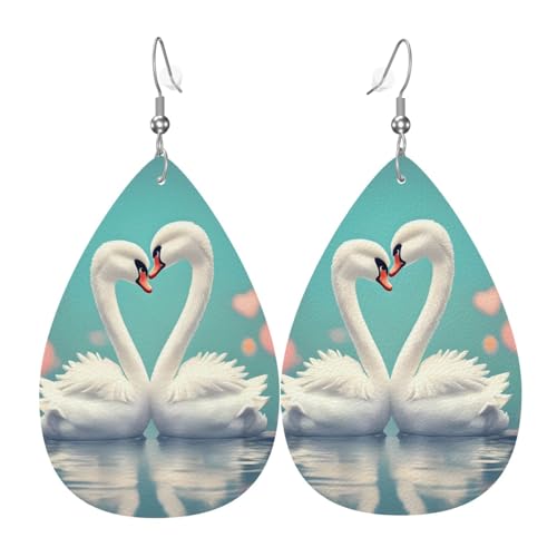 Leder-Tropfen-Ohrringe für Damen, der Schwan in der Liebe, leichte Hängeohrringe, Modeschmuck, Geschenk Leder-Tropfen-Ohrringe für Damen, der Schwan in der Liebe, leichte Hängeohrringe, Modeschmuck, Geschenk von LiuMng