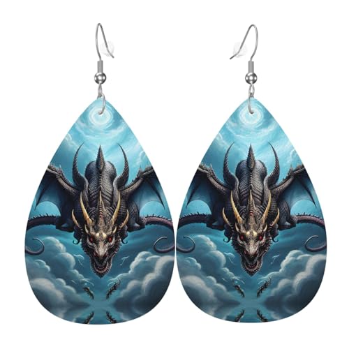 Leder-Tropfen-Ohrringe für Damen, fliegender Drachen-Druck, leicht, baumelnde Ohrringe, Modeschmuck, Geschenk Leder-Tropfen-Ohrringe für Damen, fliegender Drachen-Druck, leicht, baumelnde Ohrringe, Modeschmuck, Geschenk von LiuMng