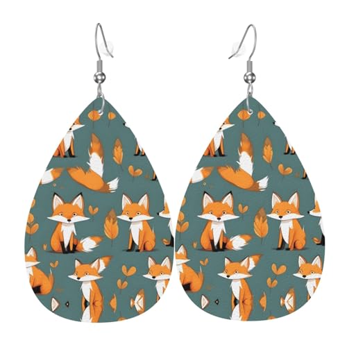 Leder-Tropfen-Ohrringe für Damen, gelber Fuchs-Druck, leicht, hängende Ohrringe, Modeschmuck, Geschenk Leder-Tropfen-Ohrringe für Damen, gelber Fuchs-Druck, leicht, hängende Ohrringe, Modeschmuck, Geschenk von LiuMng