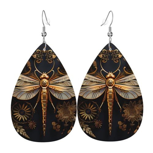Leder-Tropfen-Ohrringe für Damen, goldfarben, exquisiter Libellen-Druck, leicht, hängender Ohrringe, Modeschmuck, Geschenk Leder-Tropfen-Ohrringe für Damen, goldfarben, exquisiter Libellen-Druck, leicht, hängender Ohrringe, Modeschmuck, Geschenk von LiuMng