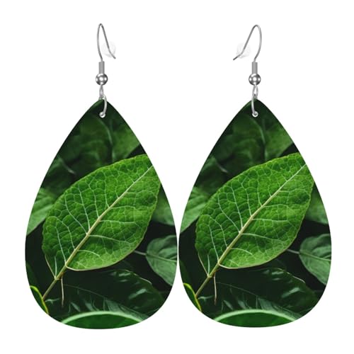 Leder-Tropfen-Ohrringe für Damen, grünes Blatt, Naturdruck, leicht, hängender Ohrringe, Modeschmuck, Geschenk Leder-Tropfen-Ohrringe für Damen, grünes Blatt, Naturdruck, leicht, hängender Ohrringe, Modeschmuck, Geschenk von LiuMng