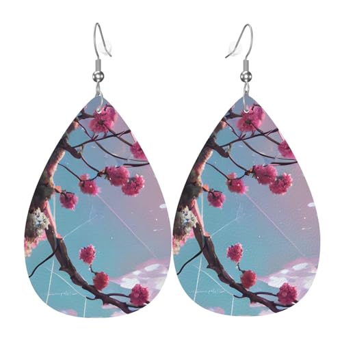 Leder-Tropfen-Ohrringe für Damen, kleine rosa Blumendruck, leicht, Modeschmuck, Geschenk Leder-Tropfen-Ohrringe für Damen, kleine rosa Blumendruck, leicht, Modeschmuck, Geschenk von LiuMng