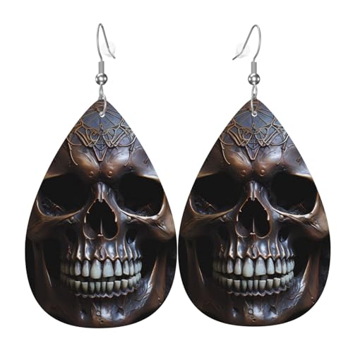 Leder-Tropfen-Ohrringe für Damen, kupferfarbener Totenkopf-Druck, leicht, hängende Ohrringe, Modeschmuck, Geschenk Leder-Tropfen-Ohrringe für Damen, kupferfarbener Totenkopf-Druck, leicht, hängende Ohrringe, Modeschmuck, Geschenk von LiuMng