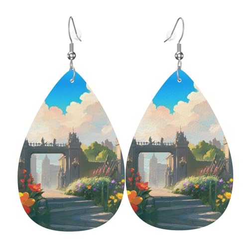 Leder-Tropfen-Ohrringe für Damen, mit Aufdruck "Outside the Castle Gate", leicht, Modeschmuck, Geschenk Leder-Tropfen-Ohrringe für Damen, mit Aufdruck "Outside the Castle Gate", leicht, Modeschmuck, Geschenk von LiuMng