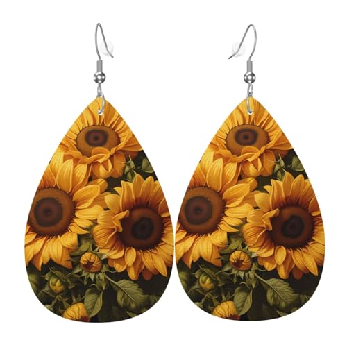 Leder-Tropfen-Ohrringe für Damen, mit gelbem Sonnenblumen-Druck, leicht, Modeschmuck, Geschenk Leder-Tropfen-Ohrringe für Damen, mit gelbem Sonnenblumen-Druck, leicht, Modeschmuck, Geschenk von LiuMng