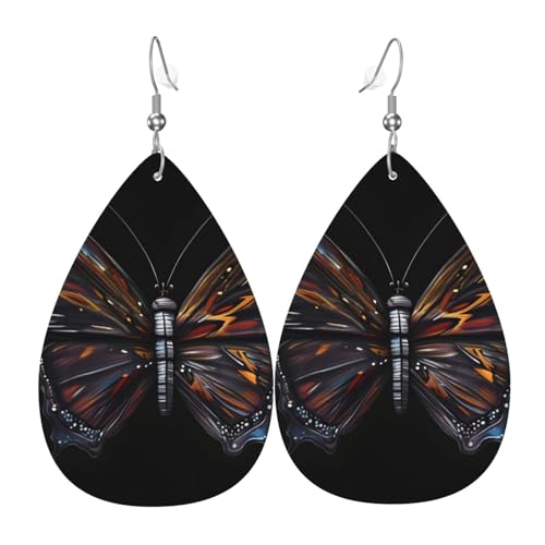 Leder-Tropfen-Ohrringe für Damen, mysteriöser Schmetterlings-Druck, leicht, hängende Ohrringe, Modeschmuck, Geschenk Leder-Tropfen-Ohrringe für Damen, mysteriöser Schmetterlings-Druck, leicht, hängende Ohrringe, Modeschmuck, Geschenk von LiuMng