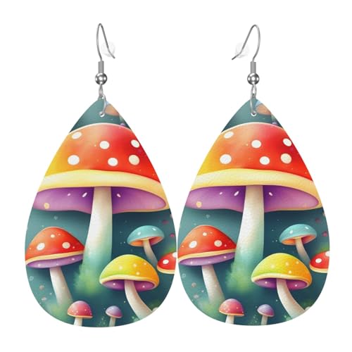 Leder-Tropfen-Ohrringe für Damen, niedlicher farbiger Pilz-Druck, leicht, hängende Ohrringe, Modeschmuck, Geschenk Leder-Tropfen-Ohrringe für Damen, niedlicher farbiger Pilz-Druck, leicht, hängende Ohrringe, Modeschmuck, Geschenk von LiuMng