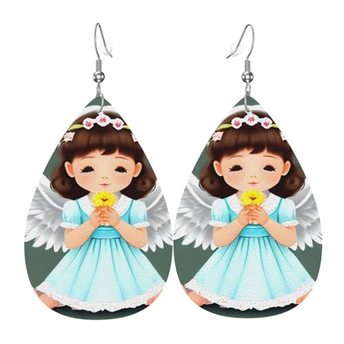 Leder-Tropfen-Ohrringe für Damen, niedlicher kleiner Engel-Druck, leicht, hängender Ohrringe, Modeschmuck, Geschenk Leder-Tropfen-Ohrringe für Damen, niedlicher kleiner Engel-Druck, leicht, hängender Ohrringe, Modeschmuck, Geschenk von LiuMng