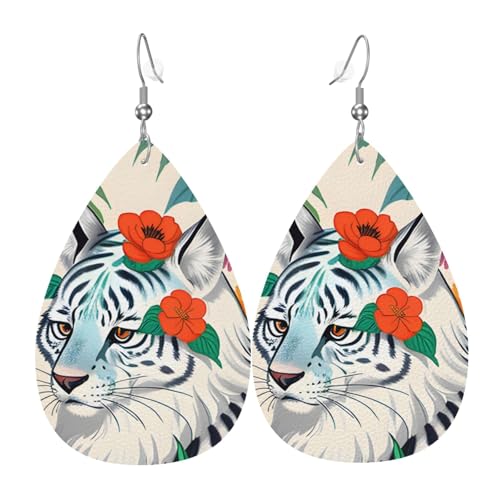 Leder-Tropfen-Ohrringe für Damen, niedlicher weißer Tiger-Druck, leicht, hängende Ohrringe, Modeschmuck, Geschenk Leder-Tropfen-Ohrringe für Damen, niedlicher weißer Tiger-Druck, leicht, hängende Ohrringe, Modeschmuck, Geschenk von LiuMng