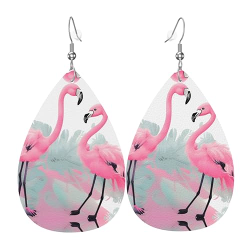 Leder-Tropfen-Ohrringe für Damen, rosa Flamingo-Druck, leicht, hängender Ohrringe, Modeschmuck, Geschenk Leder-Tropfen-Ohrringe für Damen, rosa Flamingo-Druck, leicht, hängender Ohrringe, Modeschmuck, Geschenk von LiuMng