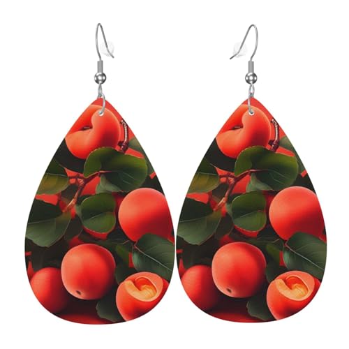Leder-Tropfen-Ohrringe für Damen, roter Aprikosen-Druck, leicht, hängender Ohrringe, Modeschmuck, Geschenk Leder-Tropfen-Ohrringe für Damen, roter Aprikosen-Druck, leicht, hängender Ohrringe, Modeschmuck, Geschenk von LiuMng