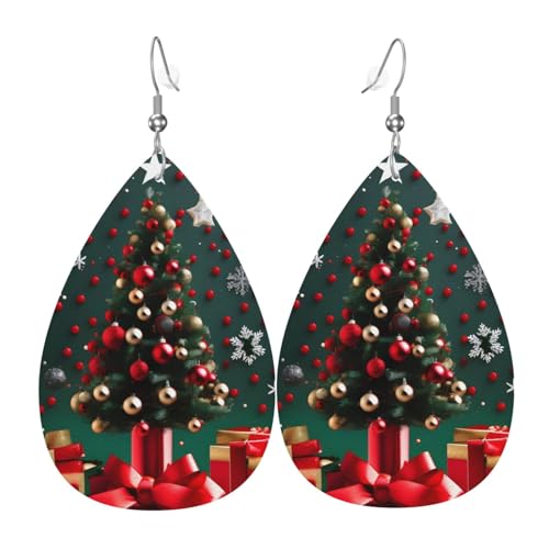 Leder-Tropfen-Ohrringe für Damen, runde Kugel, Weihnachtsbaum-Druck, leicht, hängende Ohrringe, Modeschmuck, Geschenk Leder-Tropfen-Ohrringe für Damen, runde Kugel, Weihnachtsbaum-Druck, leicht, hängende Ohrringe, Modeschmuck, Geschenk von LiuMng