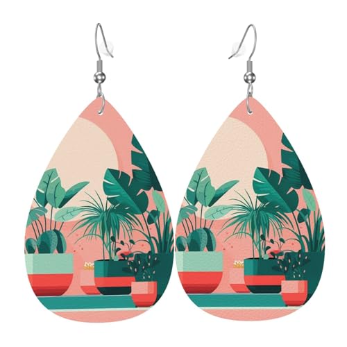 Leder-Tropfen-Ohrringe für Damen, schöne grüne Pflanzen-Druck, leicht, Modeschmuck, Geschenk Leder-Tropfen-Ohrringe für Damen, schöne grüne Pflanzen-Druck, leicht, Modeschmuck, Geschenk von LiuMng