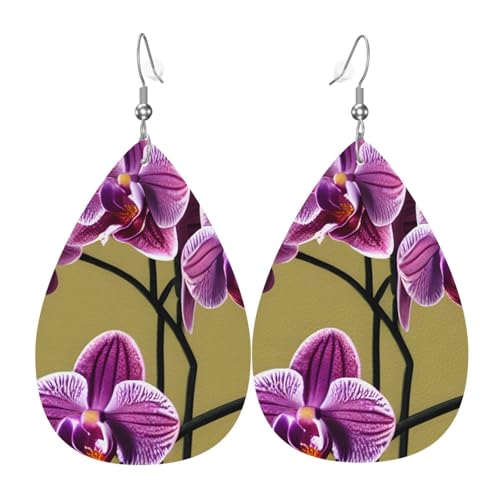 Leder-Tropfen-Ohrringe für Damen, schöner Orchideen-Druck, leicht, hängender Ohrringe, Modeschmuck, Geschenk Leder-Tropfen-Ohrringe für Damen, schöner Orchideen-Druck, leicht, hängender Ohrringe, Modeschmuck, Geschenk von LiuMng
