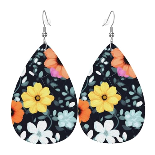 Leder-Tropfen-Ohrringe für Damen, schöner bunter Blumendruck, leicht, Modeschmuck, Geschenk Leder-Tropfen-Ohrringe für Damen, schöner bunter Blumendruck, leicht, Modeschmuck, Geschenk von LiuMng