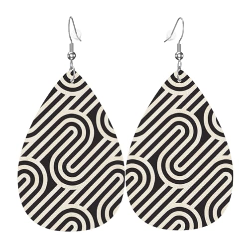 Leder-Tropfen-Ohrringe für Damen, schwarz, geschwungene Textur, leicht, hängender Ohrringe, Modeschmuck, Geschenk von LiuMng