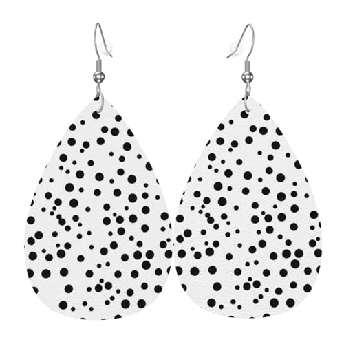 Leder-Tropfen-Ohrringe für Damen, schwarz-weiß, gepunktet, leicht, Modeschmuck, Geschenk Leder-Tropfen-Ohrringe für Damen, schwarz-weiß, gepunktet, leicht, Modeschmuck, Geschenk von LiuMng