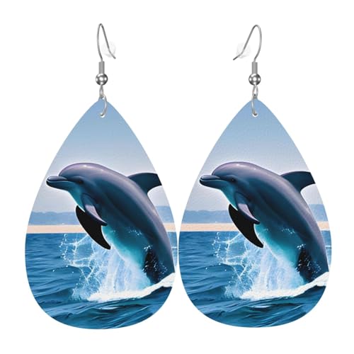 Leder-Tropfen-Ohrringe für Damen, springende Delfine, leichte Hängeohrringe, Modeschmuck, Geschenk Leder-Tropfen-Ohrringe für Damen, springende Delfine, leichte Hängeohrringe, Modeschmuck, Geschenk von LiuMng