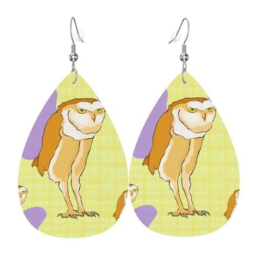 Leder-Tropfen-Ohrringe für Damen, stehender Eulen-Druck, leicht, baumelnde Ohrringe, Modeschmuck, Geschenk Leder-Tropfen-Ohrringe für Damen, stehender Eulen-Druck, leicht, baumelnde Ohrringe, Modeschmuck, Geschenk von LiuMng