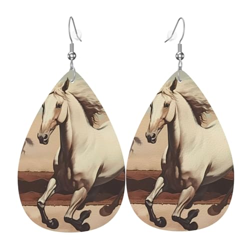 Leder-Tropfen-Ohrringe für Damen, tanzendes weißes Pferd, leicht, hängender Ohrring, Modeschmuck, Geschenk Leder-Tropfen-Ohrringe für Damen, tanzendes weißes Pferd, leicht, hängender Ohrring, Modeschmuck, Geschenk von LiuMng