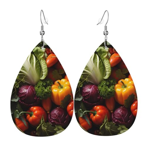 Leder-Tropfen-Ohrringe für Damen, viel frisches Gemüse, leichte Hängeohrringe, Modeschmuck, Geschenk von LiuMng