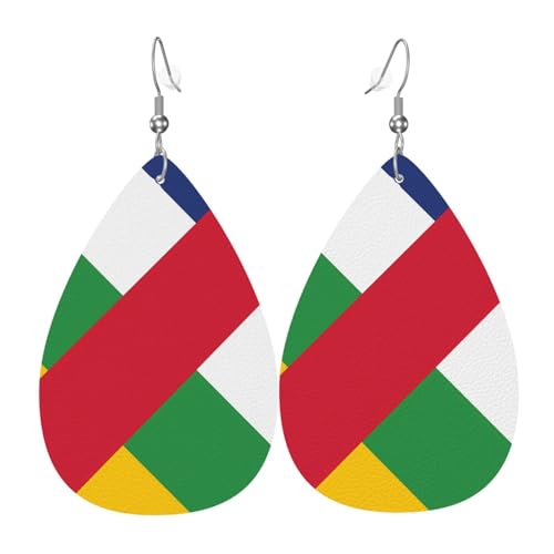 Leder-Tropfen-Ohrringe für Damen, zentralafrikanische Flagge, leicht, hängende Ohrringe, Modeschmuck, Geschenk Leder-Tropfen-Ohrringe für Damen, zentralafrikanische Flagge, leicht, hängende Ohrringe, Modeschmuck, Geschenk von LiuMng