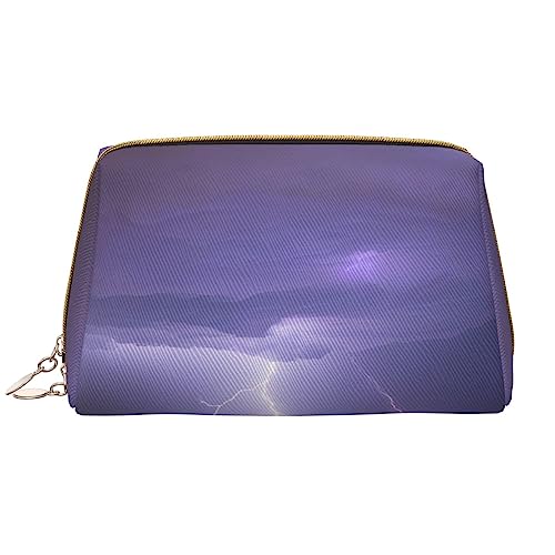 Lightning Storm Make-up-Tasche für Damen, großes Fassungsvermögen, Reise-Kosmetiktasche, PU-Leder, Reißverschluss, tragbar, weit offen, weiß, Einheitsgröße Lightning Storm Make-up-Tasche für Damen, großes Fassungsvermögen, Reise-Kosmetiktasche, PU-Leder, Reißverschluss, tragbar, weit offen, weiß, Einheitsgröße von LiuMng