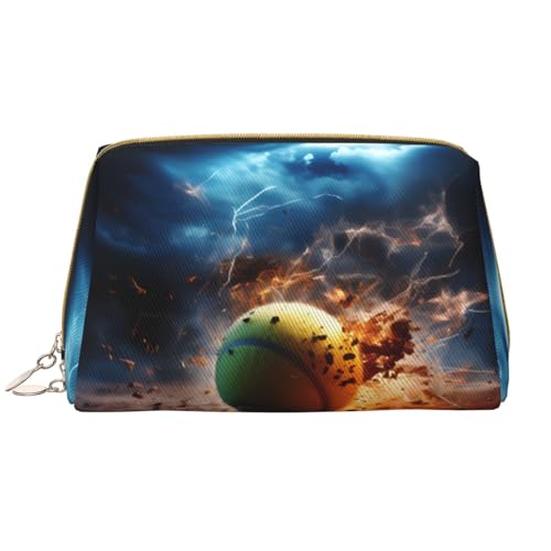 Lightning Tennis Make-up-Tasche für Damen, großes Fassungsvermögen, Reise-Kosmetiktasche, PU-Leder, Reißverschluss, tragbar, weit geöffnet, Organizer Lightning Tennis Make-up-Tasche für Damen, großes Fassungsvermögen, Reise-Kosmetiktasche, PU-Leder, Reißverschluss, tragbar, weit geöffnet, Organizer von LiuMng