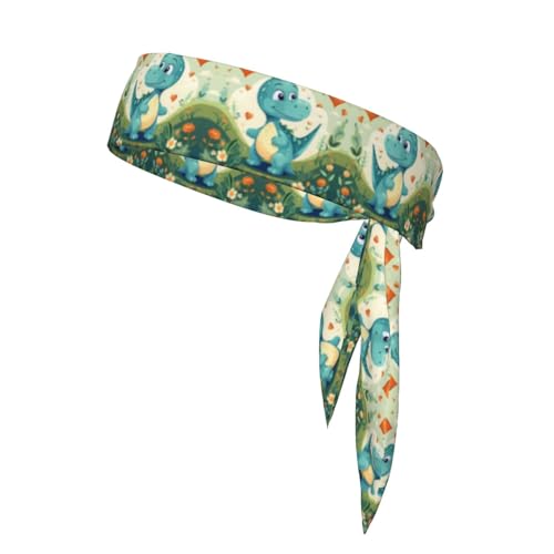 Little Dinosaurier in grünem Gras, stilvolle und bequeme Sport-Kopfbandanas – Unisex-Trainings-Haarband für sportliche Aktivitäten von LiuMng