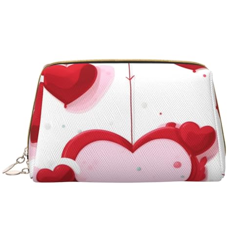 Little Red Heart Make-up-Tasche für Damen, großes Fassungsvermögen, Reise-Kosmetiktasche, PU-Leder, Reißverschluss, tragbar, weit offen, weiß, Einheitsgröße Little Red Heart Make-up-Tasche für Damen, großes Fassungsvermögen, Reise-Kosmetiktasche, PU-Leder, Reißverschluss, tragbar, weit offen, weiß, Einheitsgröße von LiuMng