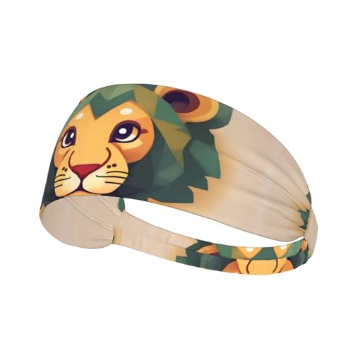 LiuMng Breite Stirnbänder für Damen und Herren – Cartoon-Löwen-Druck, elastische Sport-Haarbänder, für Workout, Laufen LiuMng Breite Stirnbänder für Damen und Herren – Cartoon-Löwen-Druck, elastische Sport-Haarbänder, für Workout, Laufen von LiuMng