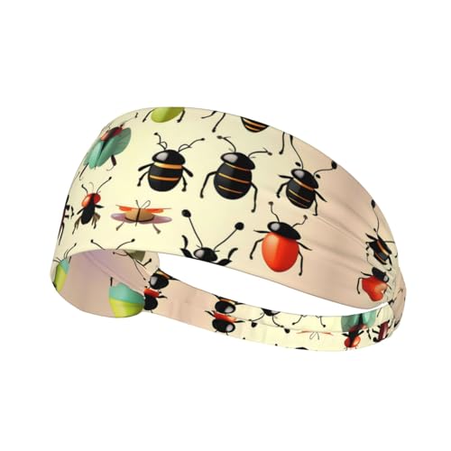 LiuMng Breite Stirnbänder für Damen und Herren – Cartoon-Motiv kleine Insekten, elastische Sport-Haarbänder, für Workout, Laufen LiuMng Breite Stirnbänder für Damen und Herren – Cartoon-Motiv kleine Insekten, elastische Sport-Haarbänder, für Workout, Laufen von LiuMng