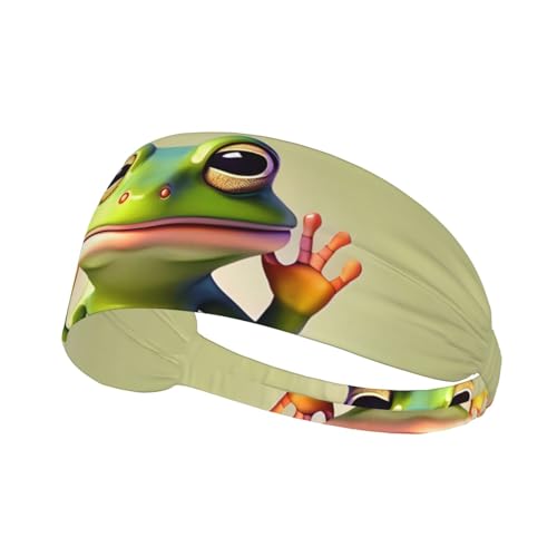 LiuMng Breite Stirnbänder für Damen und Herren – Der lustige Frosch macht Yoga Druck-Kopfband, elastische Sport-Haarbänder, für Workout, Laufen von LiuMng