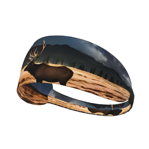 LiuMng Breite Stirnbänder für Damen und Herren – Elch auf der Wiese, Druck-Kopfband, elastische Sport-Haarbänder, für Workout, Laufen LiuMng Breite Stirnbänder für Damen und Herren – Elch auf der Wiese, Druck-Kopfband, elastische Sport-Haarbänder, für Workout, Laufen von LiuMng