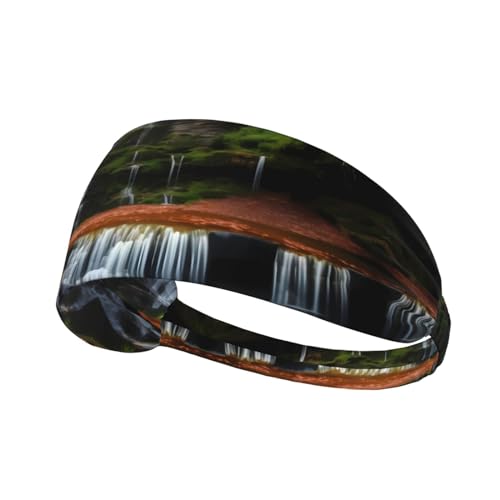 LiuMng Breite Stirnbänder für Damen und Herren – Wasserfall-Aufdruck, elastische Sport-Haarbänder, für Workout, Laufen LiuMng Breite Stirnbänder für Damen und Herren – Wasserfall-Aufdruck, elastische Sport-Haarbänder, für Workout, Laufen von LiuMng