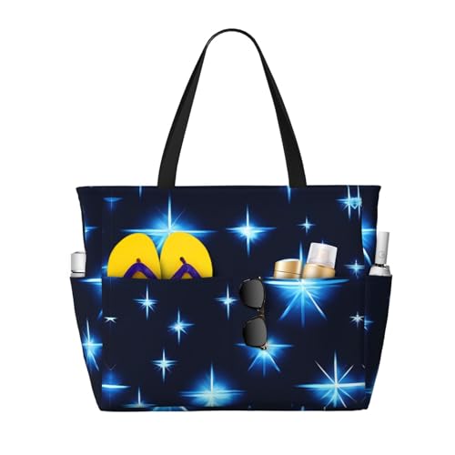LiuMng Strandtasche mit großem Fassungsvermögen, bedruckt, wasserdicht, Cartoon, blauer Stern, mehrere Taschen, Tragetasche für Urlaub, Fitnessstudio, Damen LiuMng Strandtasche mit großem Fassungsvermögen, bedruckt, wasserdicht, Cartoon, blauer Stern, mehrere Taschen, Tragetasche für Urlaub, Fitnessstudio, Damen von LiuMng