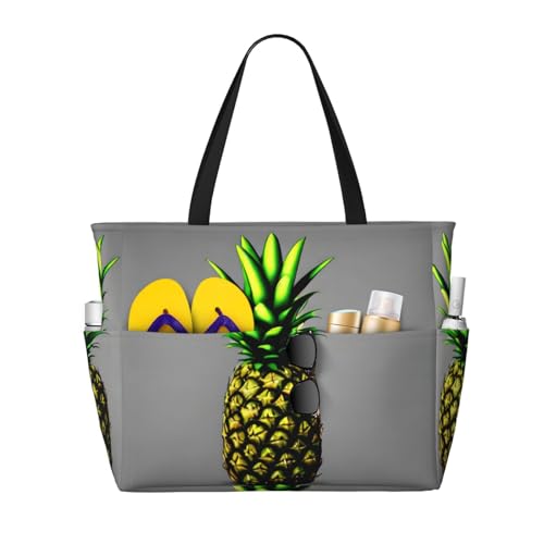 LiuMng Strandtasche mit großem Fassungsvermögen, bedruckt, wasserdicht, Cartoon-Ananas, Tragetasche mit mehreren Taschen für Urlaub, Fitnessstudio, Damen LiuMng Strandtasche mit großem Fassungsvermögen, bedruckt, wasserdicht, Cartoon-Ananas, Tragetasche mit mehreren Taschen für Urlaub, Fitnessstudio, Damen von LiuMng