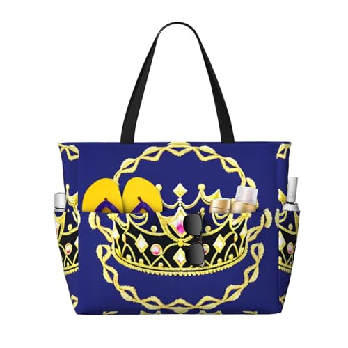LiuMng Strandtasche mit großem Fassungsvermögen, bedruckt, wasserdicht, Fantasie-Tiara, mehrere Taschen, Tragetasche für Urlaub, Fitnessstudio, Damen, Schwarz, Einheitsgröße LiuMng Strandtasche mit großem Fassungsvermögen, bedruckt, wasserdicht, Fantasie-Tiara, mehrere Taschen, Tragetasche für Urlaub, Fitnessstudio, Damen, Schwarz, Einheitsgröße von LiuMng