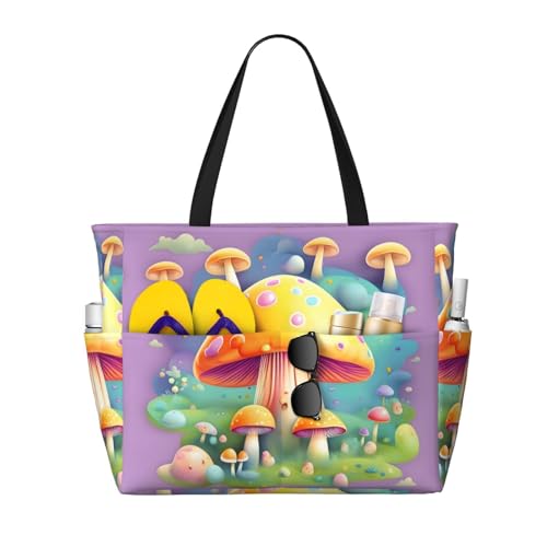 LiuMng Strandtasche mit großem Fassungsvermögen, bedruckt, wasserdicht, Fantasy-Traum, Pilz, mehrere Taschen, Tragetasche für Urlaub, Fitnessstudio, Damen LiuMng Strandtasche mit großem Fassungsvermögen, bedruckt, wasserdicht, Fantasy-Traum, Pilz, mehrere Taschen, Tragetasche für Urlaub, Fitnessstudio, Damen von LiuMng