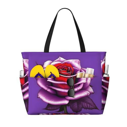 LiuMng Strandtasche mit großem Fassungsvermögen, bedruckt, wasserdicht, Fuchsia, Rose, Tragetasche mit mehreren Taschen, für Urlaub, Fitnessstudio, Damen, Schwarz, Einheitsgröße LiuMng Strandtasche mit großem Fassungsvermögen, bedruckt, wasserdicht, Fuchsia, Rose, Tragetasche mit mehreren Taschen, für Urlaub, Fitnessstudio, Damen, Schwarz, Einheitsgröße von LiuMng