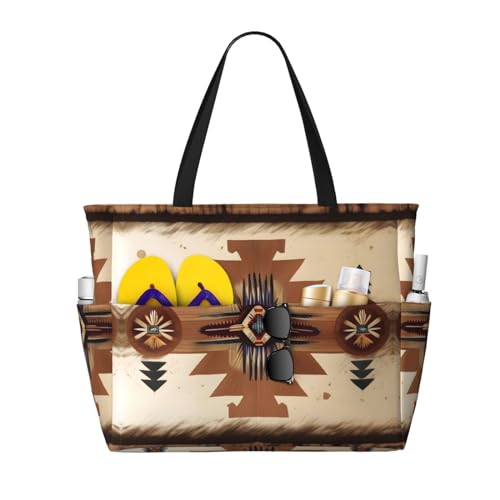 LiuMng Strandtasche mit großem Fassungsvermögen, bedruckt, wasserdicht, Indianer-Muster, Tragetasche mit mehreren Taschen, für Urlaub, Fitnessstudio, Damen, Schwarz, Einheitsgröße LiuMng Strandtasche mit großem Fassungsvermögen, bedruckt, wasserdicht, Indianer-Muster, Tragetasche mit mehreren Taschen, für Urlaub, Fitnessstudio, Damen, Schwarz, Einheitsgröße von LiuMng