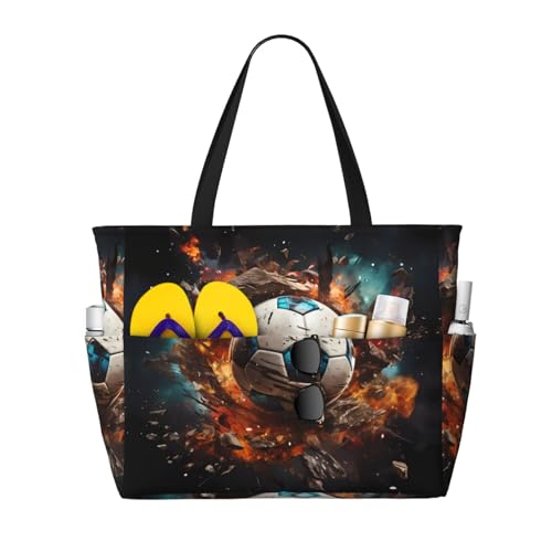 LiuMng Strandtasche mit großem Fassungsvermögen, bedruckt, wasserdicht, Reisetasche, Feuerwerkskörper, Fußball, mehrere Taschen, Tragetasche für Urlaub, Fitnessstudio, Damen LiuMng Strandtasche mit großem Fassungsvermögen, bedruckt, wasserdicht, Reisetasche, Feuerwerkskörper, Fußball, mehrere Taschen, Tragetasche für Urlaub, Fitnessstudio, Damen von LiuMng