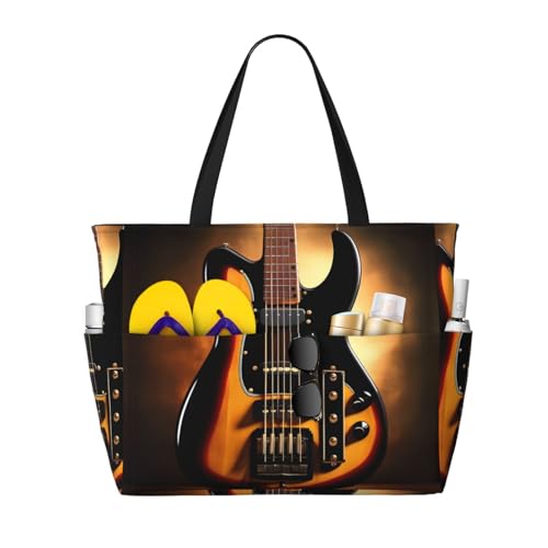 LiuMng Strandtasche mit großem Fassungsvermögen, bedruckt, wasserdicht, Reisetasche, Instrumental-Gitarre, mehrere Taschen, Tragetasche für Urlaub, Fitnessstudio, Damen LiuMng Strandtasche mit großem Fassungsvermögen, bedruckt, wasserdicht, Reisetasche, Instrumental-Gitarre, mehrere Taschen, Tragetasche für Urlaub, Fitnessstudio, Damen von LiuMng