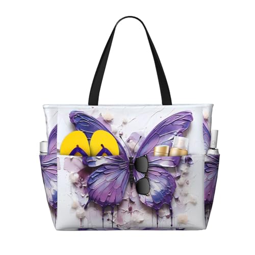 LiuMng Strandtasche mit großem Fassungsvermögen, bedruckt, wasserdicht, Reisetasche, Ölgemälde, Schmetterling, Tragetasche mit mehreren Taschen, für Urlaub, Fitnessstudio, Damen LiuMng Strandtasche mit großem Fassungsvermögen, bedruckt, wasserdicht, Reisetasche, Ölgemälde, Schmetterling, Tragetasche mit mehreren Taschen, für Urlaub, Fitnessstudio, Damen von LiuMng