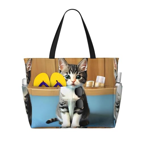 LiuMng Strandtasche mit großem Fassungsvermögen, bedruckt, wasserdicht, Reisetasche, Schlafzimmer, Kätzchen, mehrere Taschen, Tragetasche für Urlaub, Fitnessstudio, Damen LiuMng Strandtasche mit großem Fassungsvermögen, bedruckt, wasserdicht, Reisetasche, Schlafzimmer, Kätzchen, mehrere Taschen, Tragetasche für Urlaub, Fitnessstudio, Damen von LiuMng